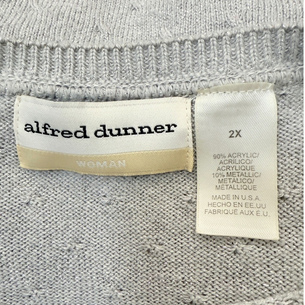 Alfred Dunner Woman Sweater Top Gray Sparkle Knit Short Sleeve Size 2X - Picture 7 of 10
